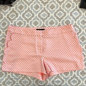 J crew 12 polka dot scalloped pocket shorts summer hot pink